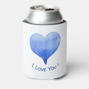 I Love You Cute Blue Heart Valentine's Day   Can Cooler