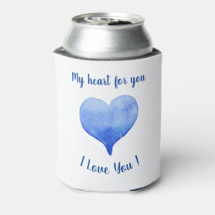 I Love You Cute Blue Heart Valentine's Day   Can Cooler