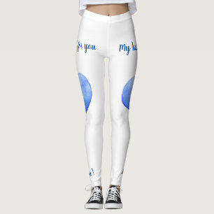 I Love You Cute Blue Heart Valentine's Day    Flip Leggings