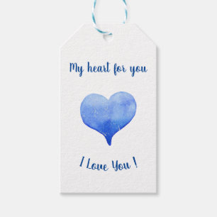 I Love You Cute Blue Heart Valentine's Day   Gift Tags