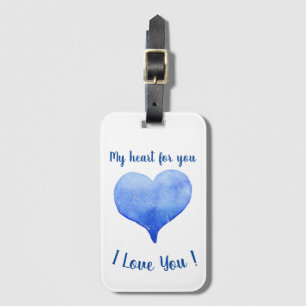 I Love You Cute Blue Heart Valentine's Day   Luggage Tag