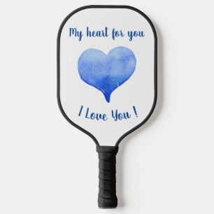 I Love You Cute Blue Heart Valentine's Day Pickleball Paddle