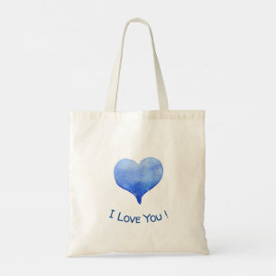 I Love You Cute Blue Heart Valentine's Day   Tote Bag