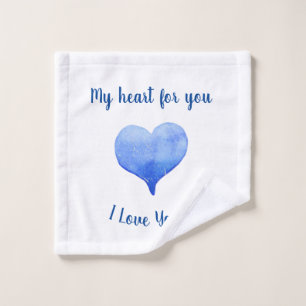 I Love You Cute Blue Heart Valentine's Day Wash Cloth