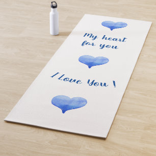 I Love You Cute Blue Heart Valentine's Day    Yoga Mat
