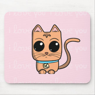 I Love You, Cute Caramel Cat Illustration Art Prin Mouse Mat