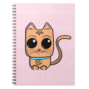 I Love You, Cute Caramel Cat Illustration Art Prin Notebook