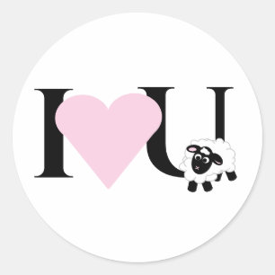 I love You Cute Cartoon Sheep Classic Round Sticker