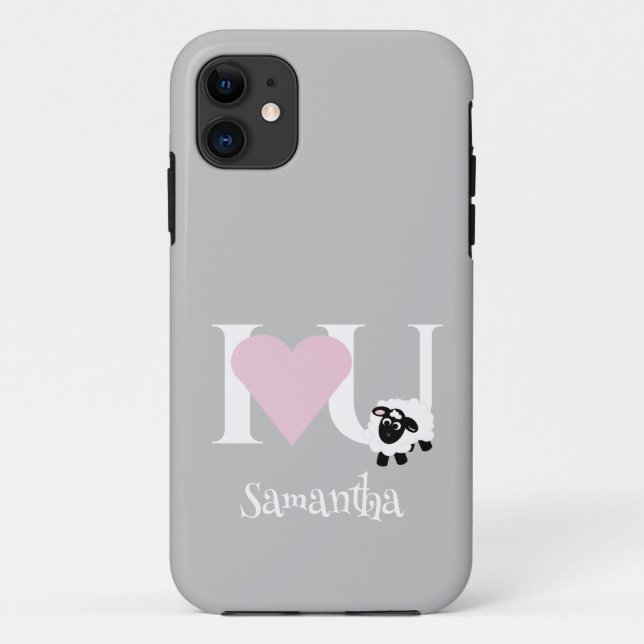 I love You Cute Cartoon Sheep Grey Case-Mate iPhone Case (Back)