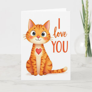 I Love You Cute Cat Heart Card