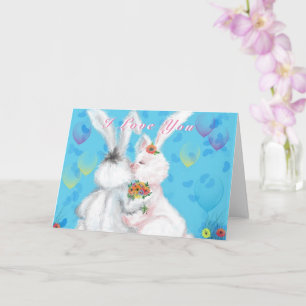 I Love You Cute Couple Bunny Valentine's Day Card