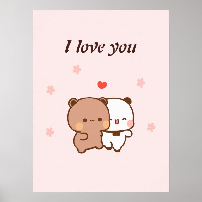 I Love You, Cute couple cartoon  Poster (Front)