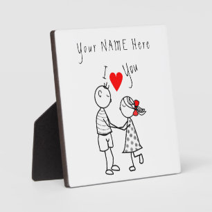 I Love You - Cute Couple - Custom Text / Name Plaque