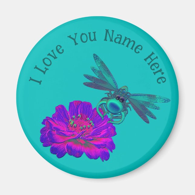 I Love You Cute Dragonfly Personalised  Magnet (Front)