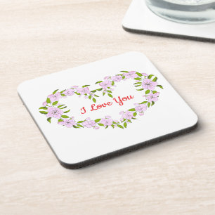 I love  you  Cute flowers Coaster