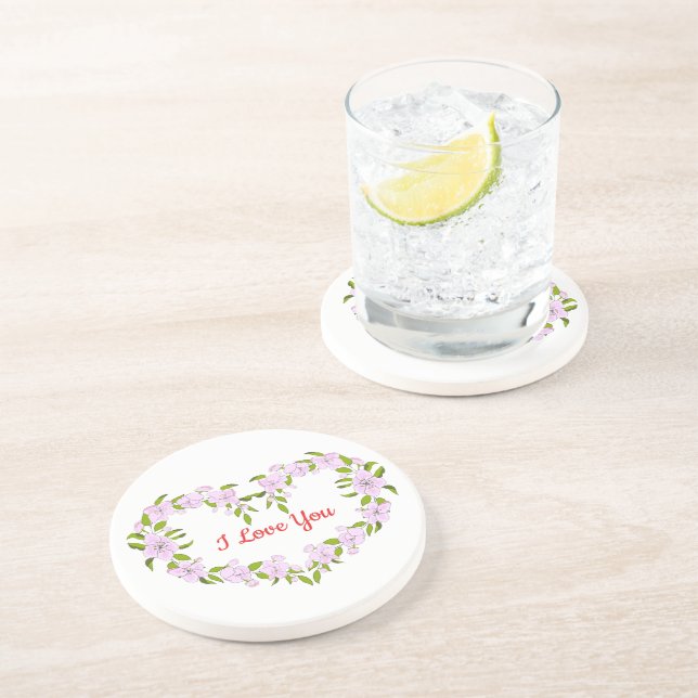 I love  you  Cute flowers Coaster (Side)