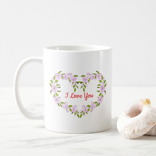 I love  you  Cute flowers Coffee Mug (With Donut)
