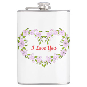 I love  you  Cute flowers Hip Flask