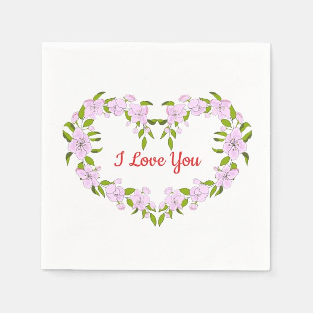 I love  you  Cute flowers Napkin (Front)