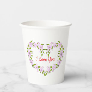 I love  you  Cute flowers Paper Cups