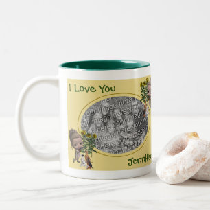 I Love You Cute Girl Puppies Personalised Photo  Two-Tone Coffee Mug