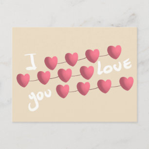 I Love You Cute Heart Garland Valentine Card
