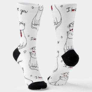 I Love You Cute Kitties  Socks