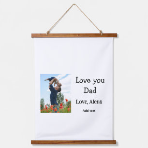 I love you dad father's day elegant add photo text hanging tapestry
