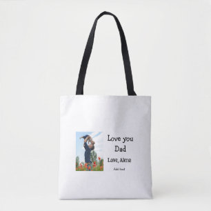 I love you dad father's day elegant add photo text tote bag