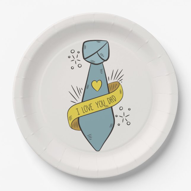 I Love You Dad Father's Day | Paper Plate (Front)