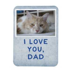 I Love You, Dad Light Blue Custom Cat Photo Magnet