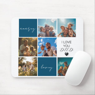 I Love You Dad Photo Collage Blue Mouse Mat