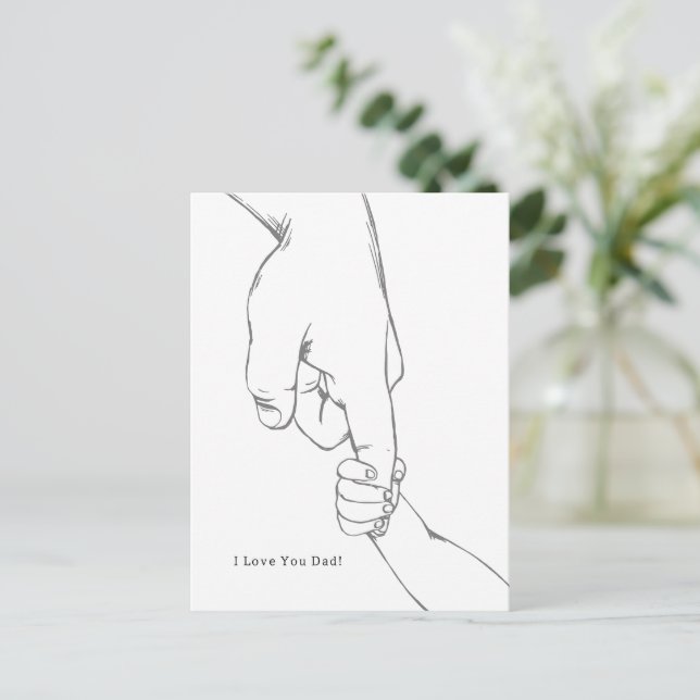 I Love You Dad Quote Hands Line Art Card (Standing Front)