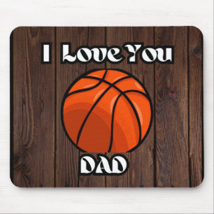 I Love You Dad Rustic Basketball Mouse Pad