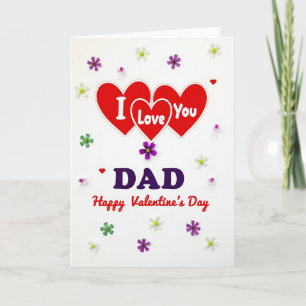 I Love You Dad Valentines Hearts Card