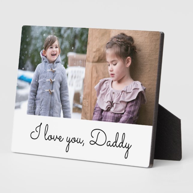 I Love You Daddy Elegant Script 2 Photo Collage Plaque (Side)