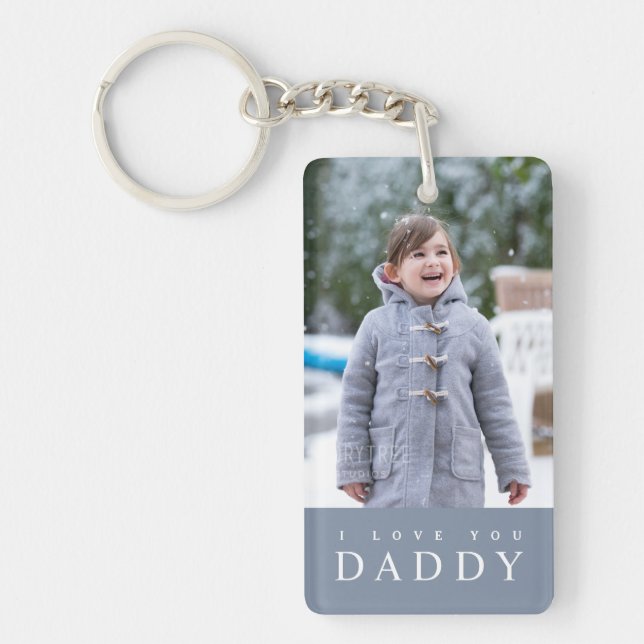 I Love You Daddy Modern Blue Kids 2 Photo  Key Ring (Front)