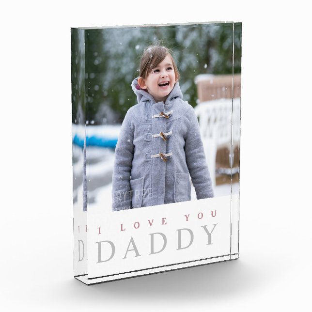 I Love You Daddy Modern Pink Kids Photo Block (Left)