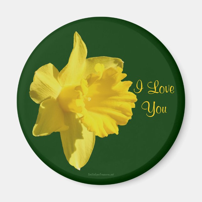 I Love You Daffodil Flower Photo Magnet (Front)