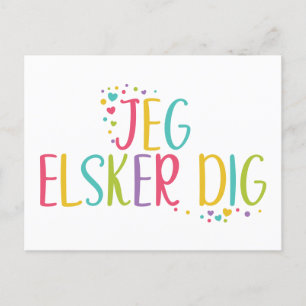 I love you Danish Jeg elkser dig- rainbow Postcard