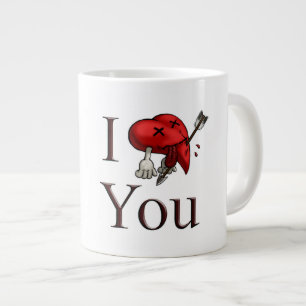 I Love You deadly wounded heart with arrow Large Coffee Mug