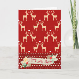 I Love You, Deer Christmas Card (Red)