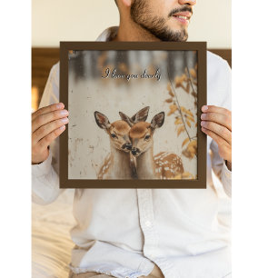 I Love You Deerly Twin Fawns Forest Mural Poster