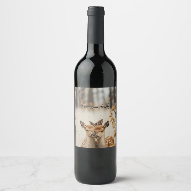 I love you deerly wine label (Front)