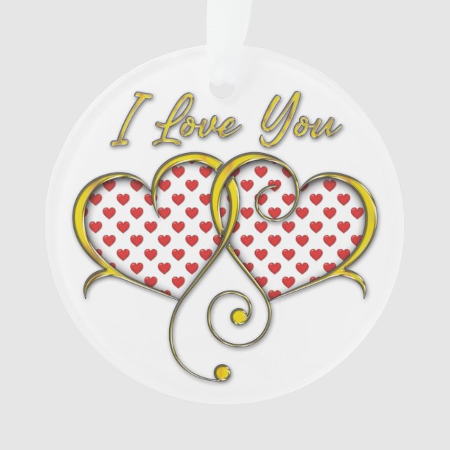 I Love You Design Gold Hearts Ornament (Front)
