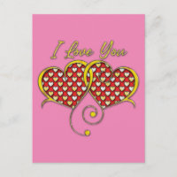 I Love You Design Gold Hearts