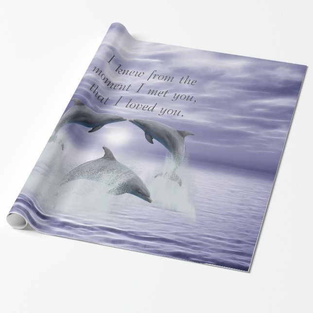 I love you dolphins wrapping paper (Unrolled)