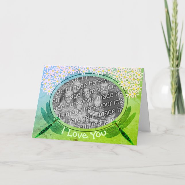 I Love You Dragonflies Frame Photo Card (Front)