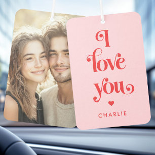 I love you elegant retro red pink Valentine's day Car Air Freshener