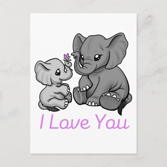I love you- elephant card (Front)